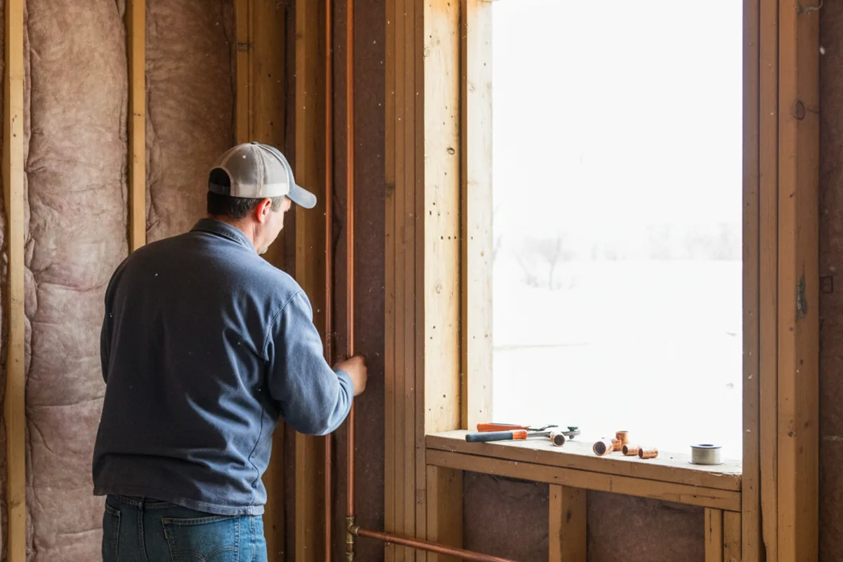 Licensed plumber running new copper supply lines in a Sycamore home